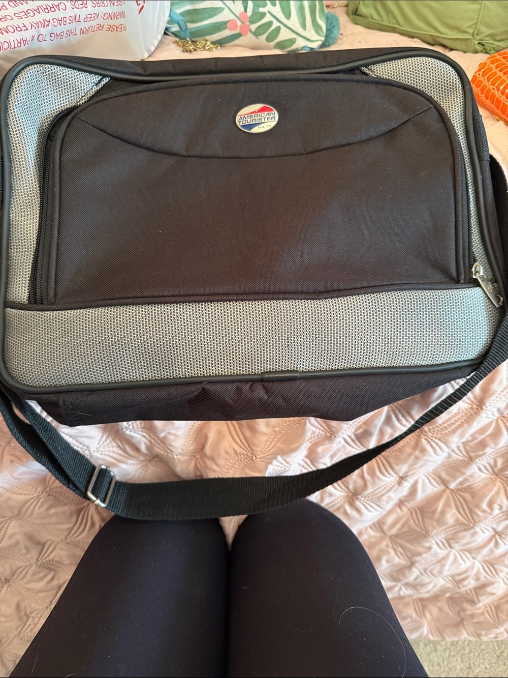 American Tourister Black and Gray Laptop Messenger Bag